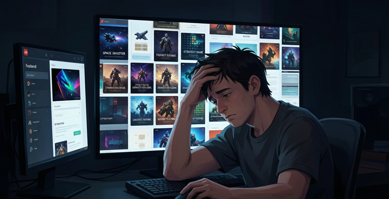 Steam商店页面AI生成游戏泛滥概念图